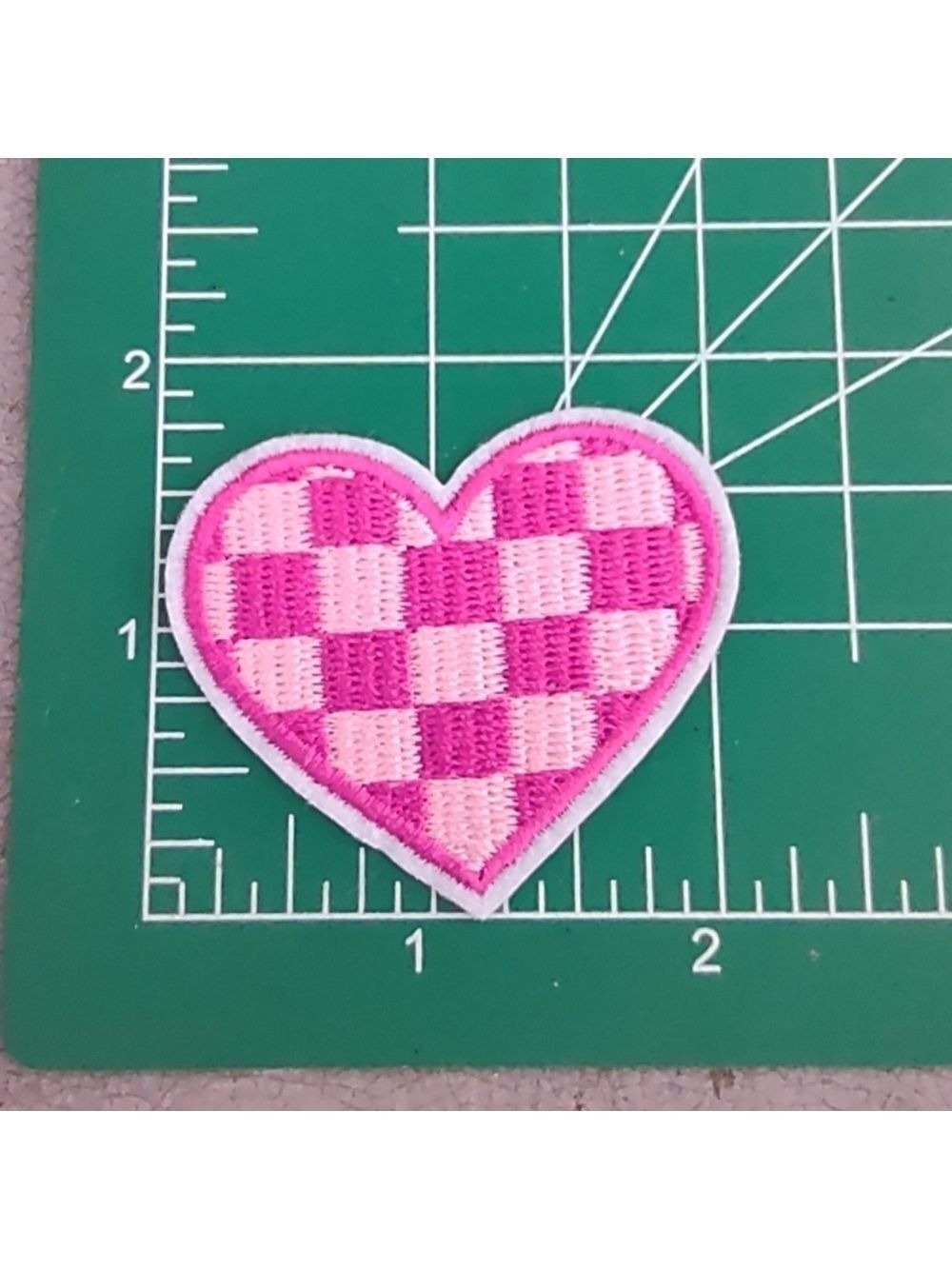 2/$10 Pink Checkered Heart Patch